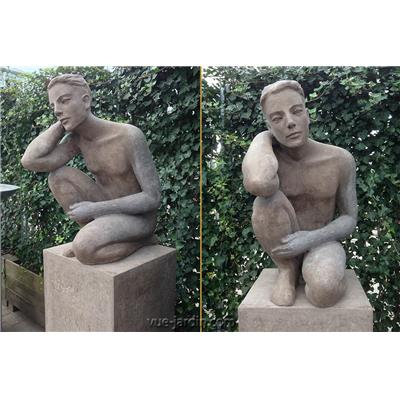 Statue Terre Cuite Homme Klaus - Ocre ou Grise