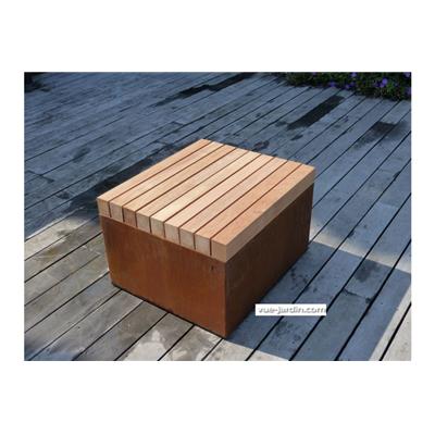 Banc de Jardin en Acier Corten et Bois Exotique