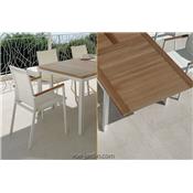 Table de Jardin Extensible Teck + Aluminium Timber 156 - 2 Couleurs