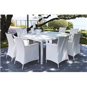 Table de Jardin Carrée Alu + Verre Touch - 2 Couleurs