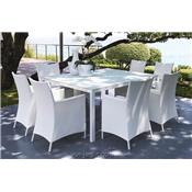 Table de Jardin Carre Alu + Verre Touch - 2 Couleurs