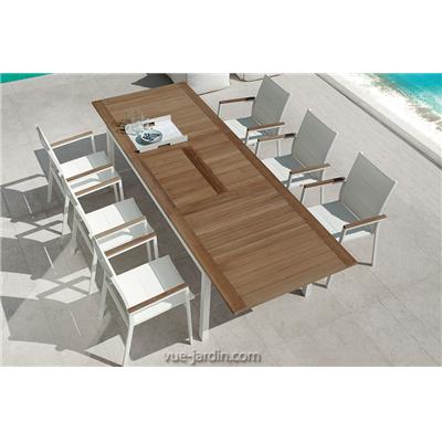 Table de Jardin Extensible Teck + Aluminium Timber 156 - 2 Couleurs