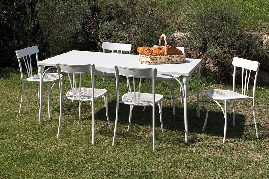 Table de Jardin Rétro acier blanc ou taupe de Talenti