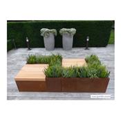 Banc de Jardin en Acier Corten et Bois Exotique