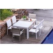 Table de Jardin Verre Aluminium Extensible Touch 152 - 3 Couleurs