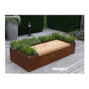 Banc de Jardin en Acier Corten et Bois Exotique