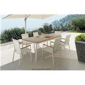 Table de Jardin Extensible Teck + Aluminium Timber 156 - 2 Couleurs