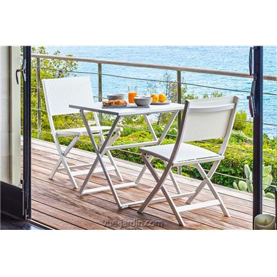 Petite Table Jardin Aluminium Pliante Carrée Queen - 2 coloris